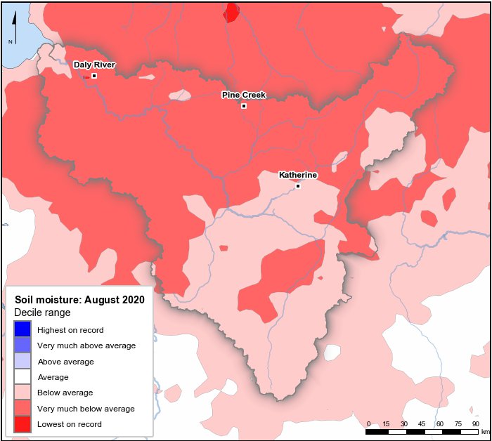 Soil moisture deciles: August 2020