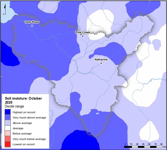 Soil moisture deciles: October 2020
