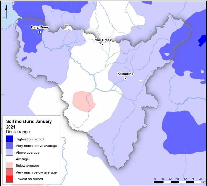 Soil moisture deciles: January 2021