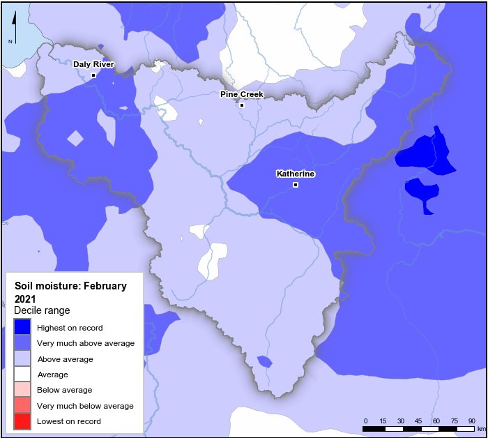 Soil moisture deciles: February 2021