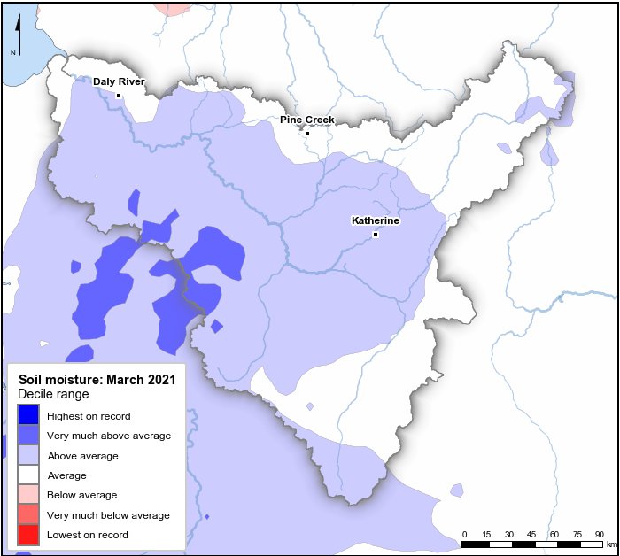 Soil moisture deciles: March 2021