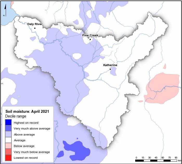 Soil moisture deciles: April 2021