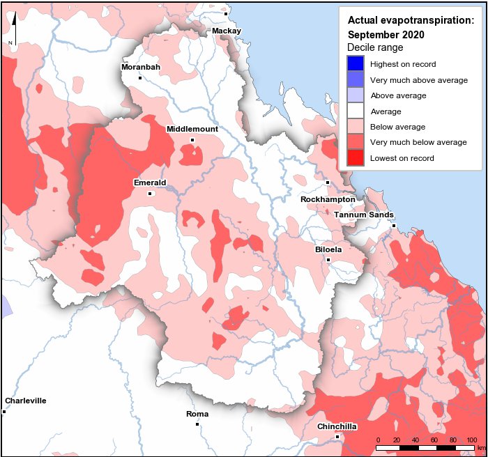 Actual evapotranspiration deciles: September 2020