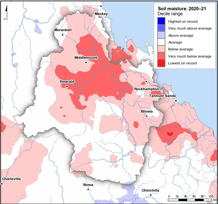 Soil moisture deciles: July 2020–June 2021