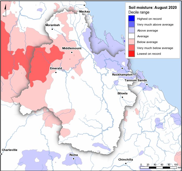 Soil moisture deciles: August 2020