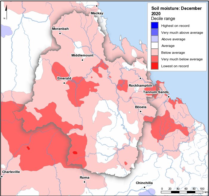 Soil moisture deciles: December 2020