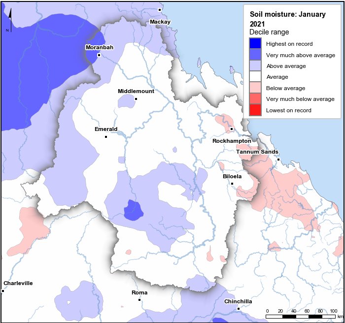 Soil moisture deciles: January 2021