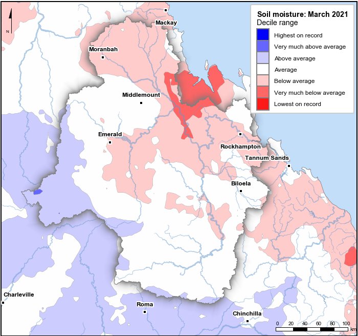 Soil moisture deciles: March 2021