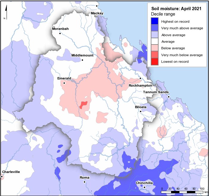 Soil moisture deciles: April 2021