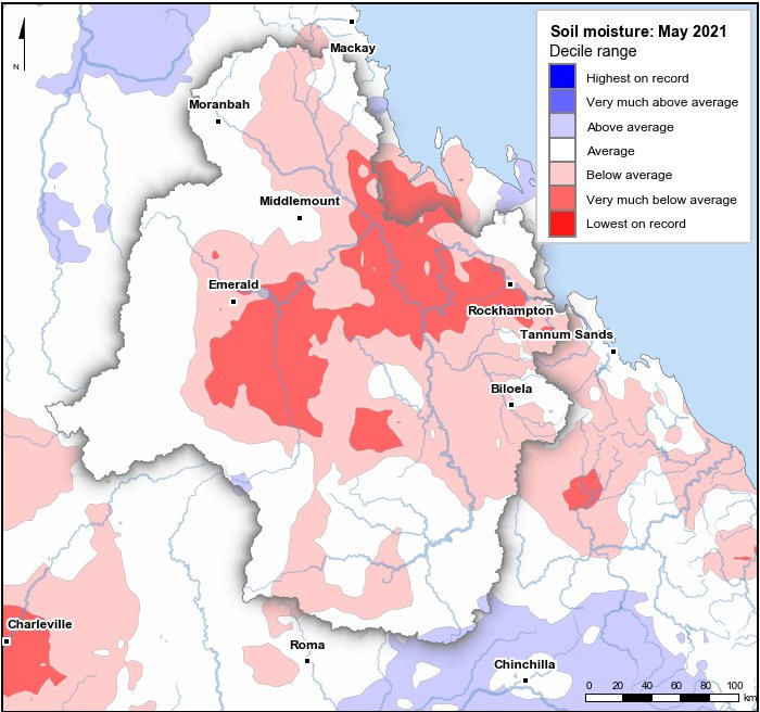 Soil moisture deciles: May 2021