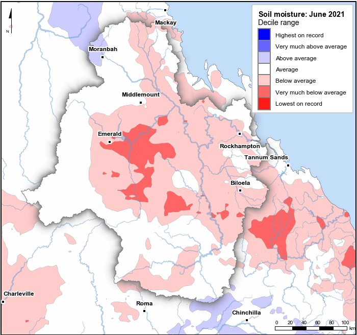 Soil moisture deciles: June 2021