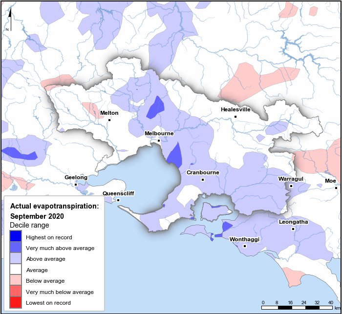 Actual evapotranspiration deciles: September 2020