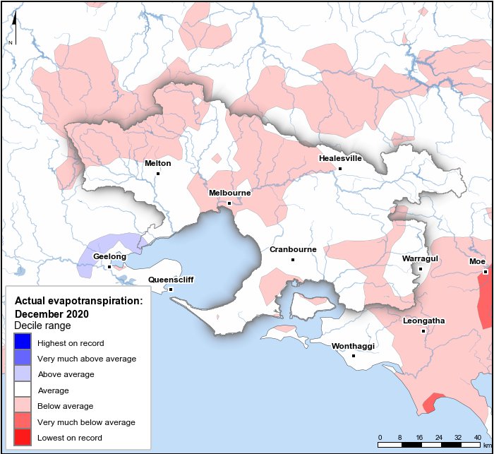 Actual evapotranspiration deciles: December 2020