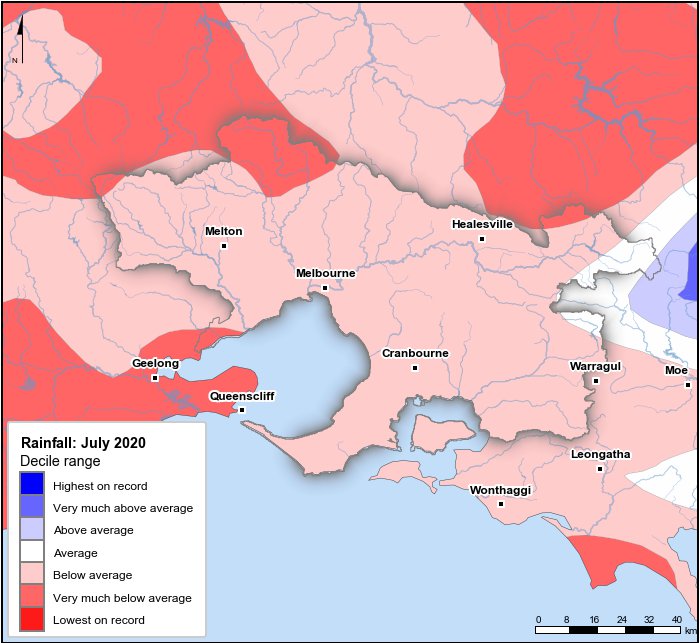 Rainfall deciles: July 2020