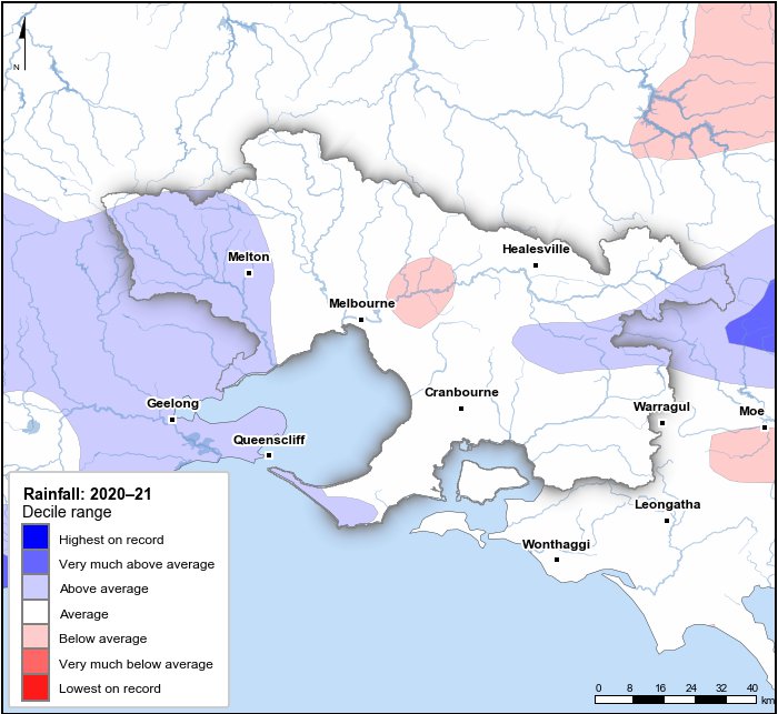 Rainfall deciles: July 2020–June 2021