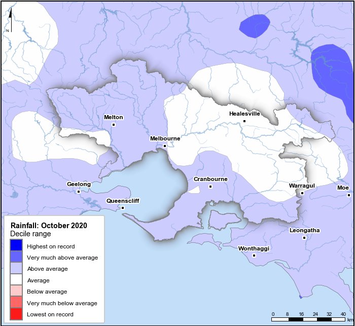Rainfall deciles: October 2020
