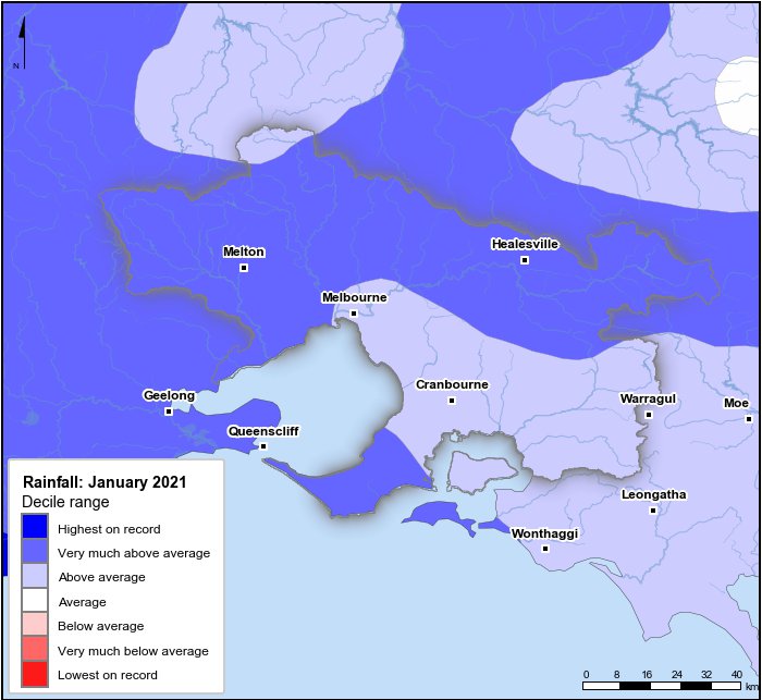 Rainfall deciles: January 2021
