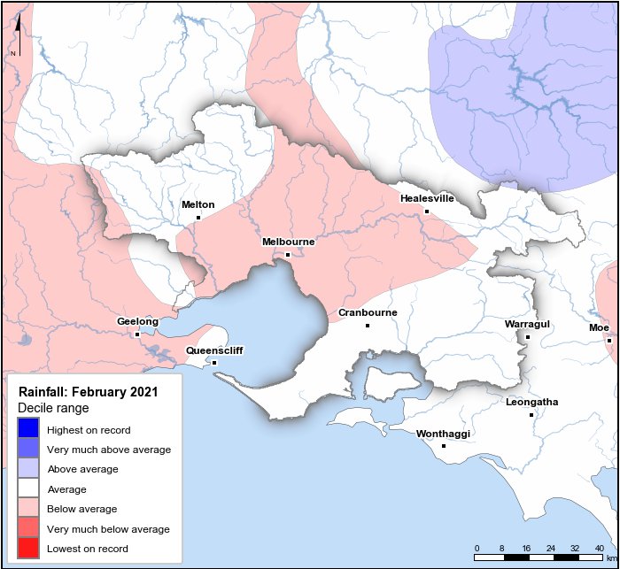 Rainfall deciles: February 2021