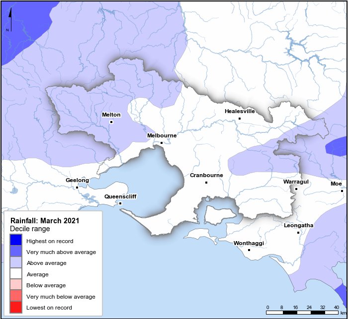 Rainfall deciles: March 2021