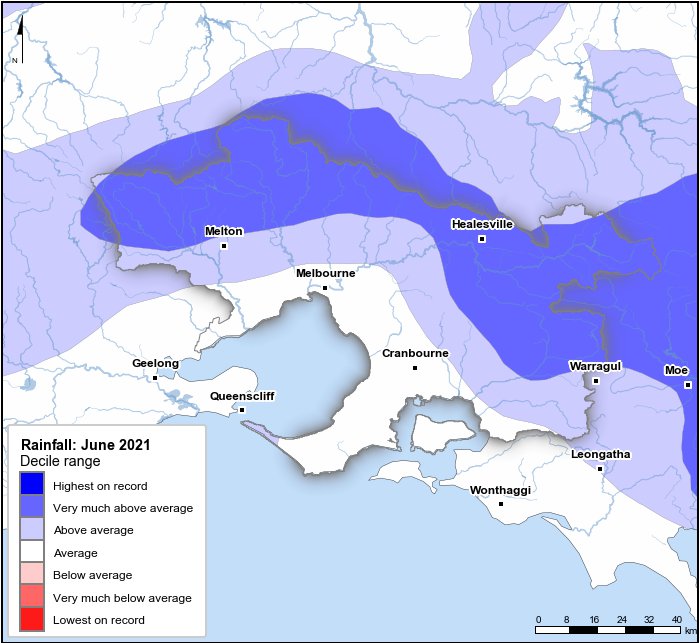 Rainfall deciles: June 2021