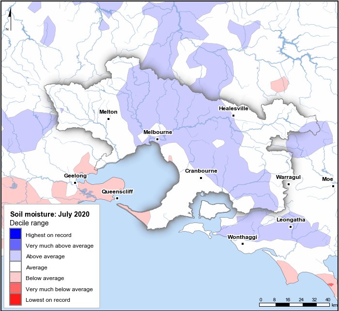 Soil moisture deciles: July 2020