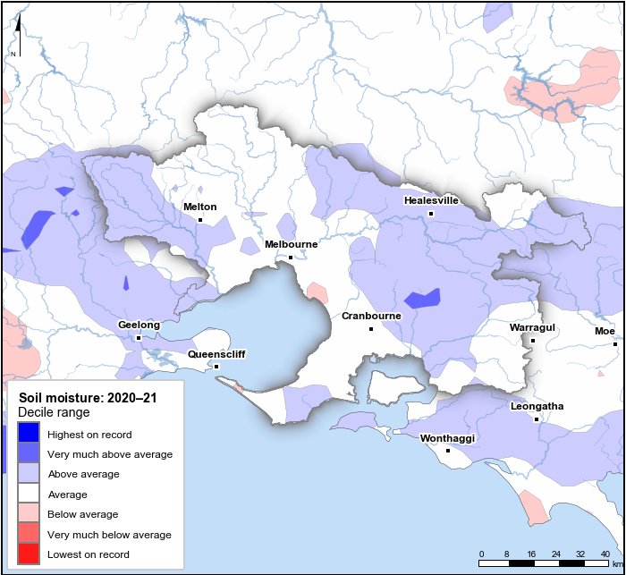 Soil moisture deciles: July 2020–June 2021