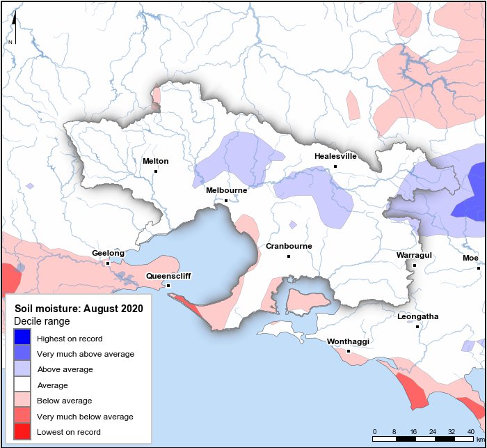 Soil moisture deciles: August 2020