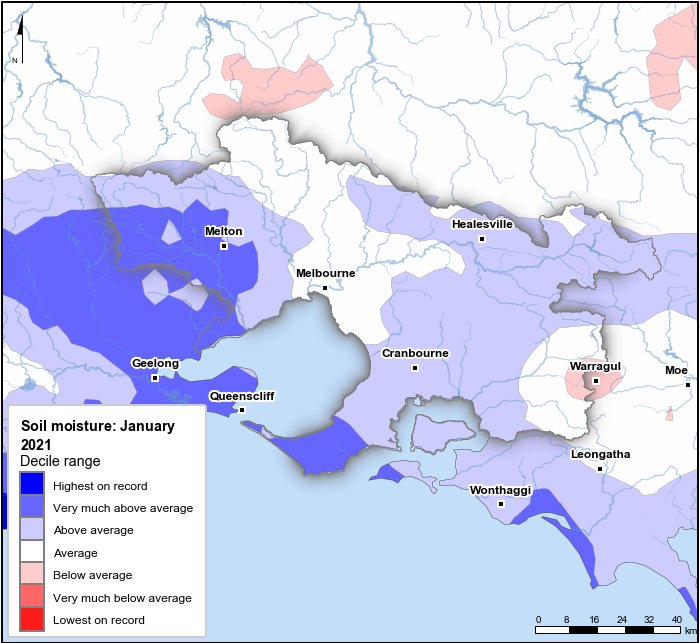Soil moisture deciles: January 2021