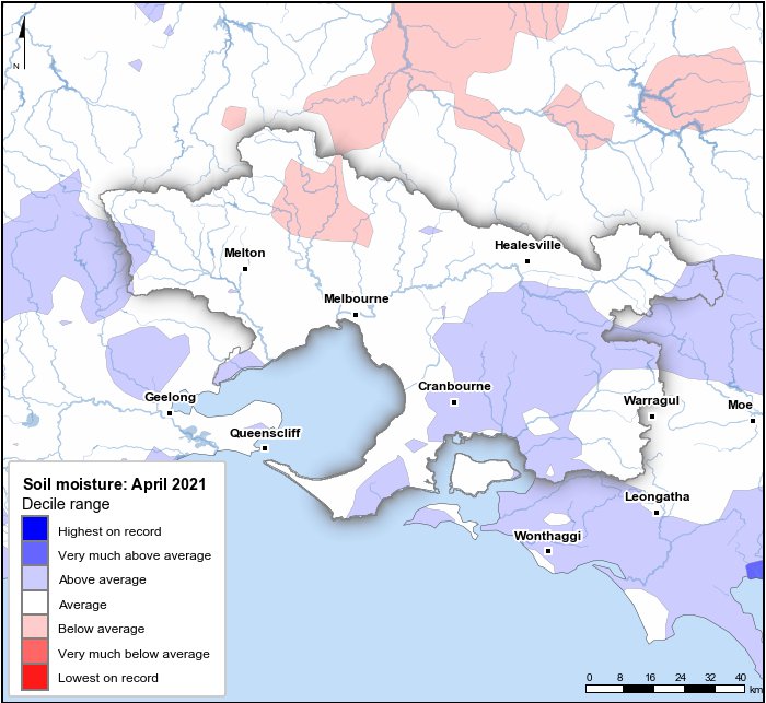 Soil moisture deciles: April 2021