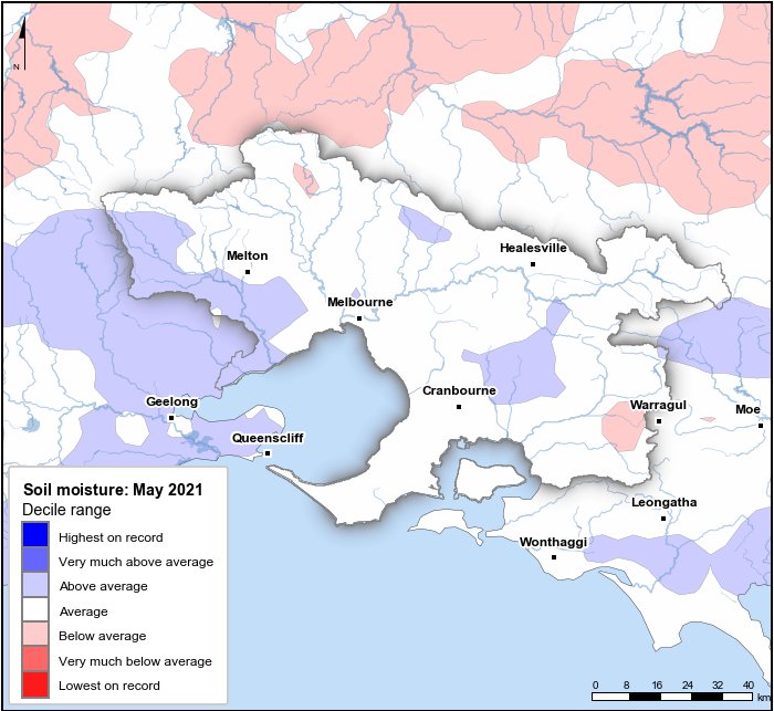 Soil moisture deciles: May 2021