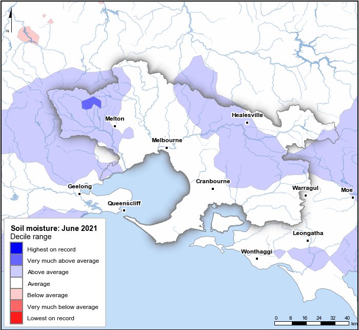 Soil moisture deciles: June 2021
