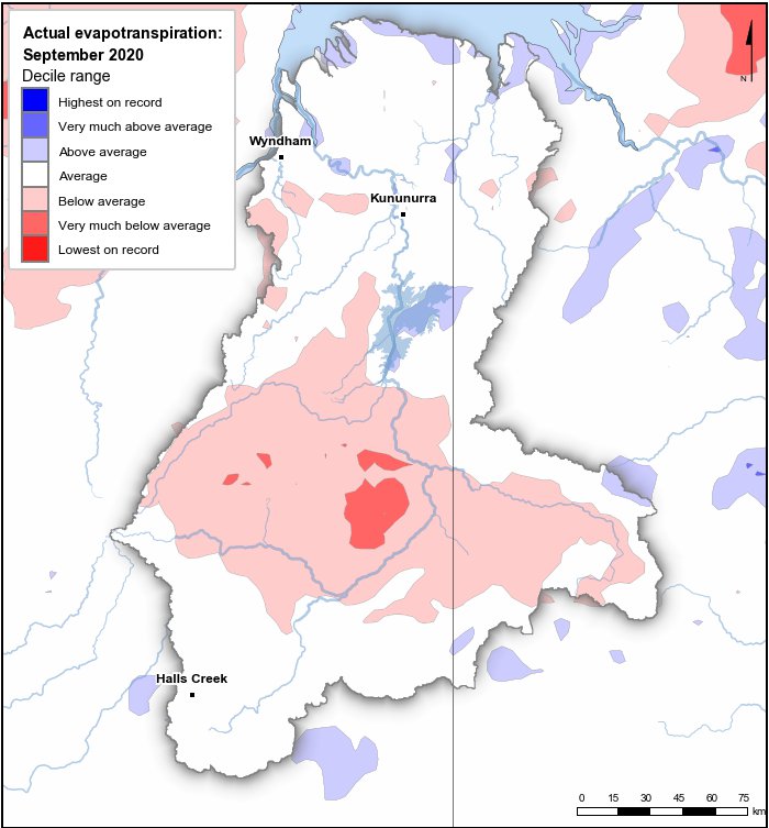 Actual evapotranspiration deciles: September 2020