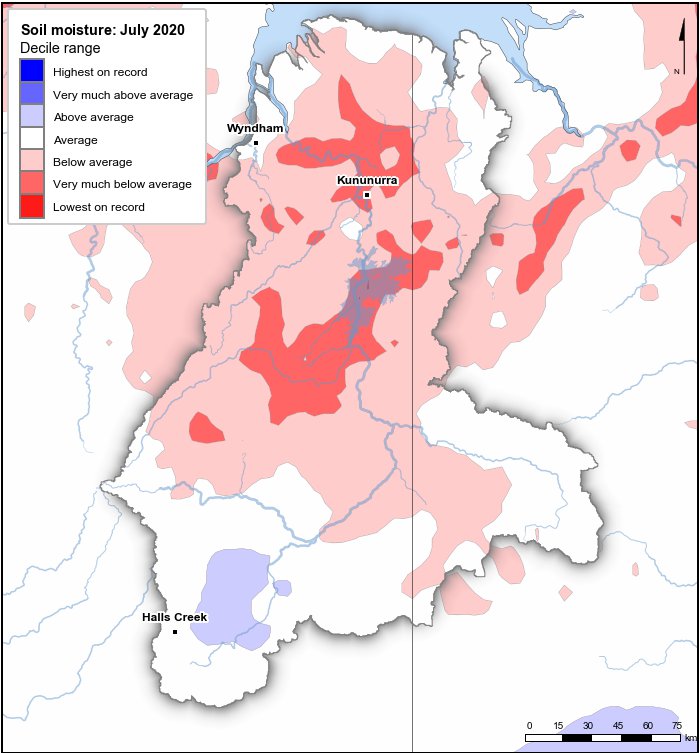 Soil moisture deciles: July 2020