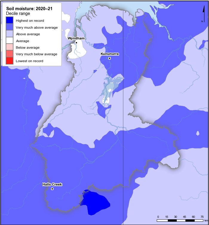 Soil moisture deciles: July 2020–June 2021