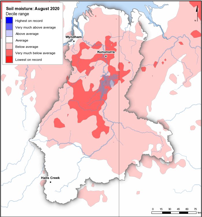 Soil moisture deciles: August 2020