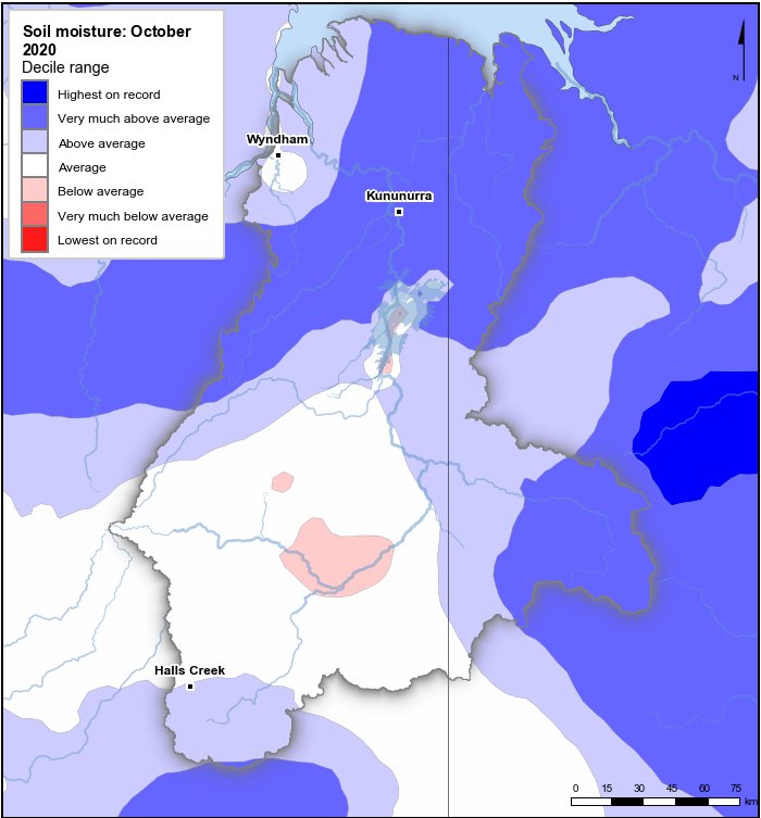 Soil moisture deciles: October 2020