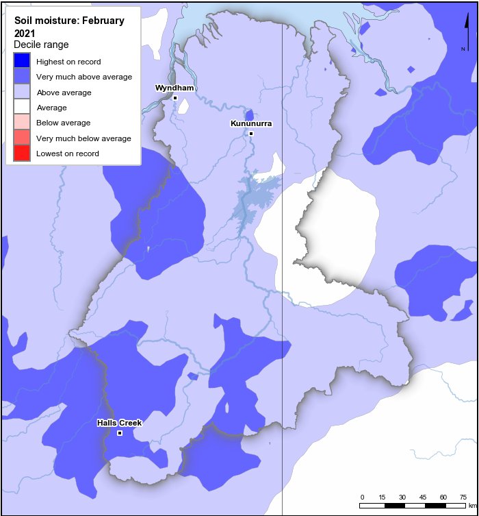 Soil moisture deciles: February 2021