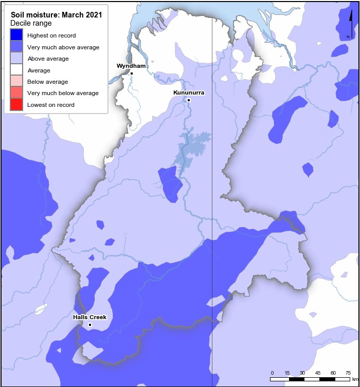Soil moisture deciles: March 2021