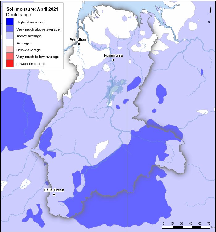 Soil moisture deciles: April 2021