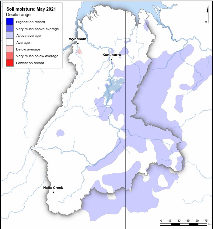 Soil moisture deciles: May 2021