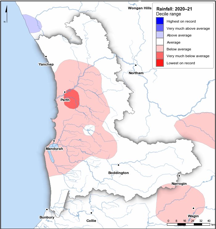 Rainfall deciles: July 2020–June 2021