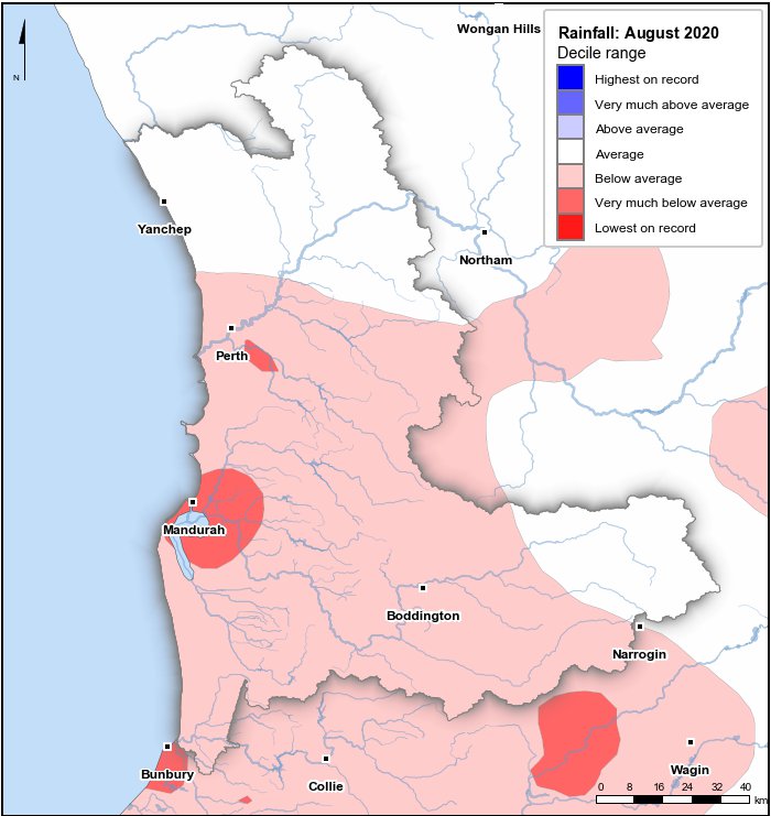 Rainfall deciles: August 2020