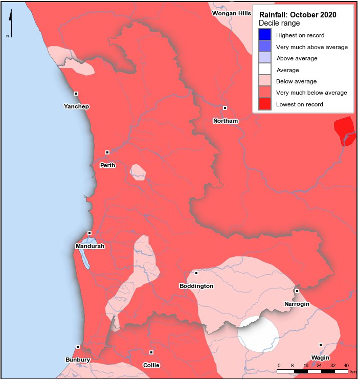 Rainfall deciles: October 2020
