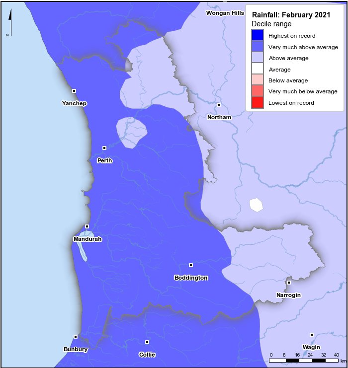 Rainfall deciles: February 2021