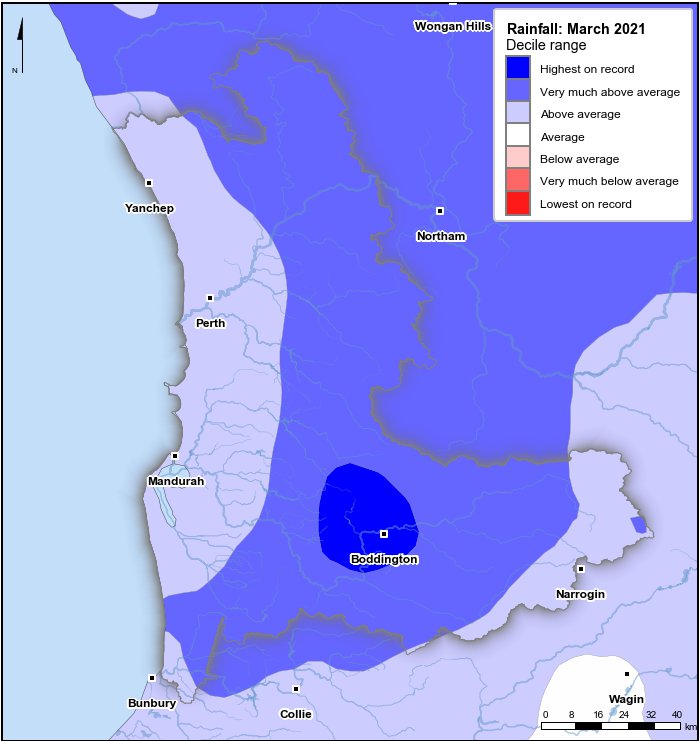 Rainfall deciles: March 2021