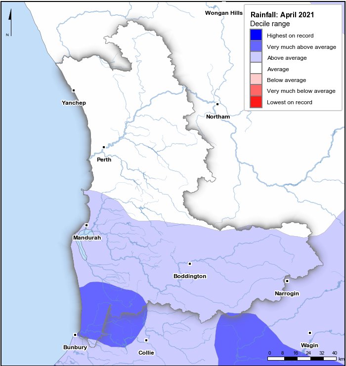 Rainfall deciles: April 2021
