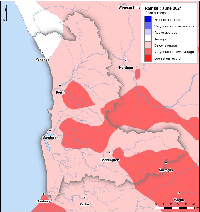 Rainfall deciles: June 2021