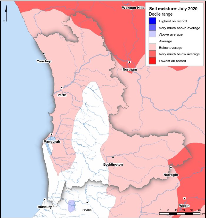 Soil moisture deciles: July 2020