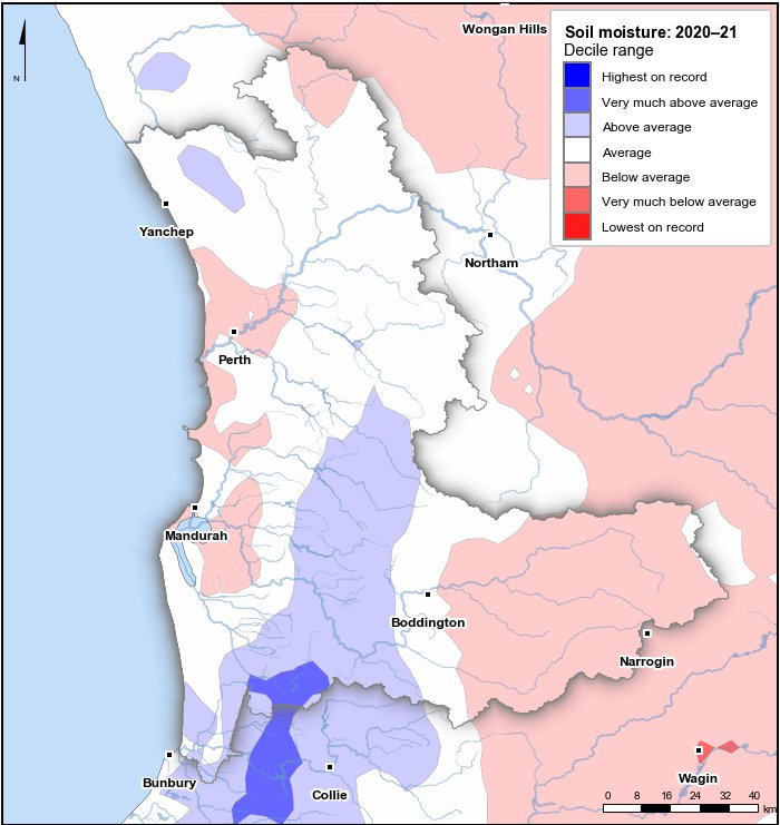 Soil moisture deciles: July 2020–June 2021