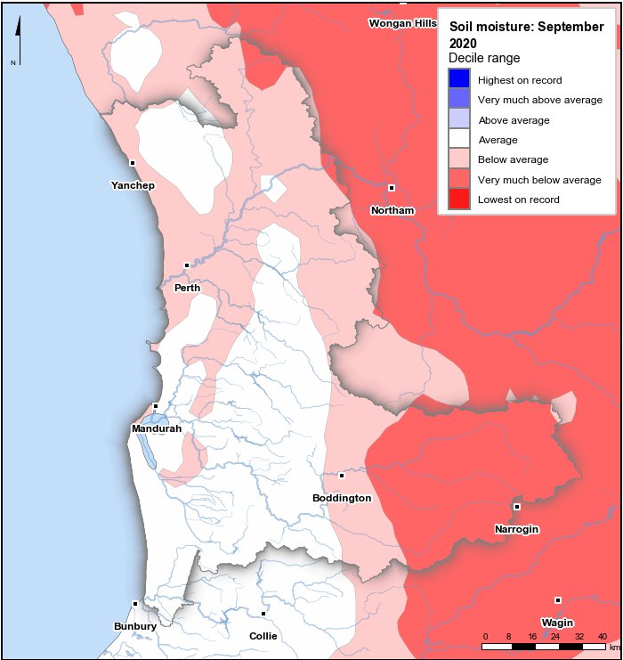 Soil moisture deciles: September 2020